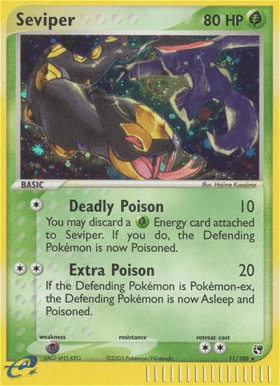 11, EX: Sandstorm, Grass, Holo Rare, Holofoil, Psychic[×2], Reverse Holofoil Seviper (11/100) [EX: Sandstorm] - Trading Card World