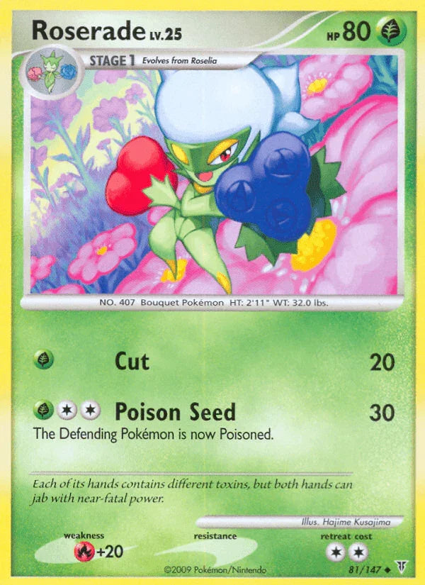 81, Fire[+20], Grass, Normal, Platinum: Supreme Victors, Reverse Holofoil, Uncommon Roserade (81/147) [Platinum: Supreme Victors] - Trading Card World