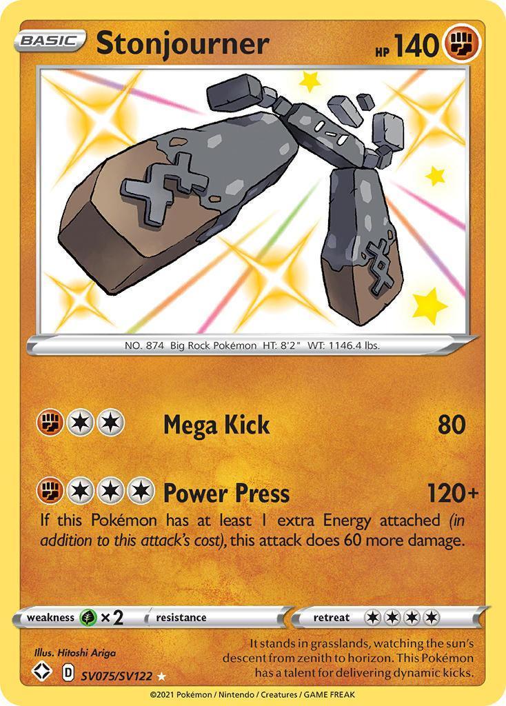 Fighting, Grass[×2], Holofoil, SV075, Sword & Shield: Shining Fates, Ultra Rare Stonjourner (SV075/SV122) [Sword & Shield: Shining Fates] - Trading Card World