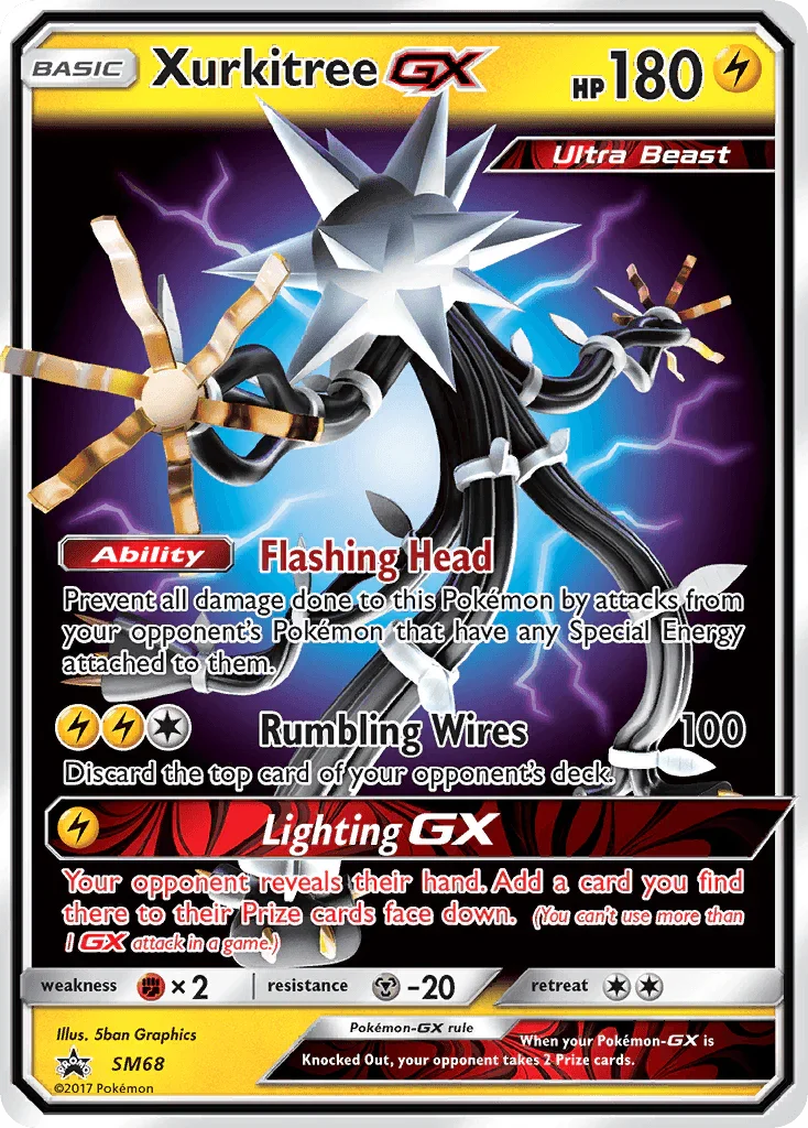 Black Star Promo, Fighting[×2], Holofoil, Lightning, Metal[-20], SM68, Sun & Moon: Black Star Promos Xurkitree GX (SM68) [Sun & Moon: Black Star Promos] - Trading Card World