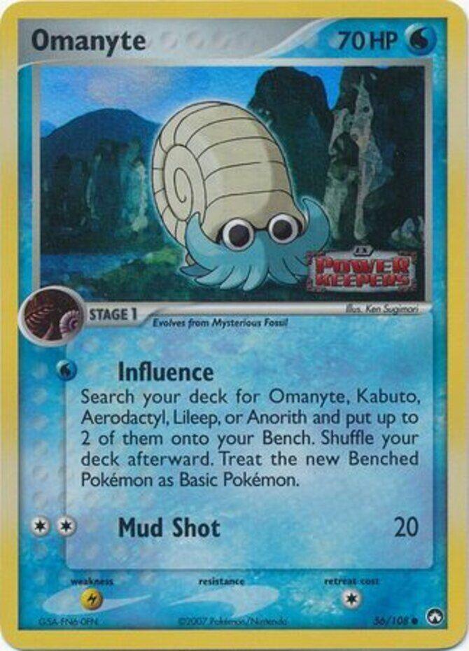 56, Common, EX: Power Keepers, Lightning[×2], Reverse Holofoil, Water Omanyte (56/108) (Stamped) [EX: Power Keepers] - Trading Card World