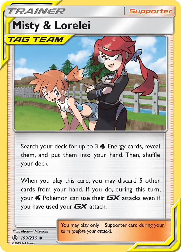 199, Normal, Reverse Holofoil, Sun & Moon: Cosmic Eclipse, Supporter, Uncommon Misty & Lorelei (199/236) [Sun & Moon: Cosmic Eclipse] - Trading Card World