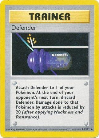 80, Base Set Shadowless Unlimited, Normal, Trainer, Uncommon Defender (80/102) [Base Set Shadowless Unlimited] - Trading Card World