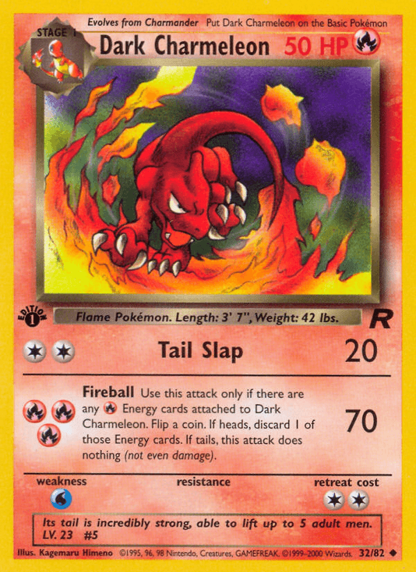 1st Edition Normal, 32, Fire, Team Rocket 1st Edition, Uncommon, Water[×2] Dark Charmeleon (32/82) [Team Rocket 1st Edition] - Trading Card World