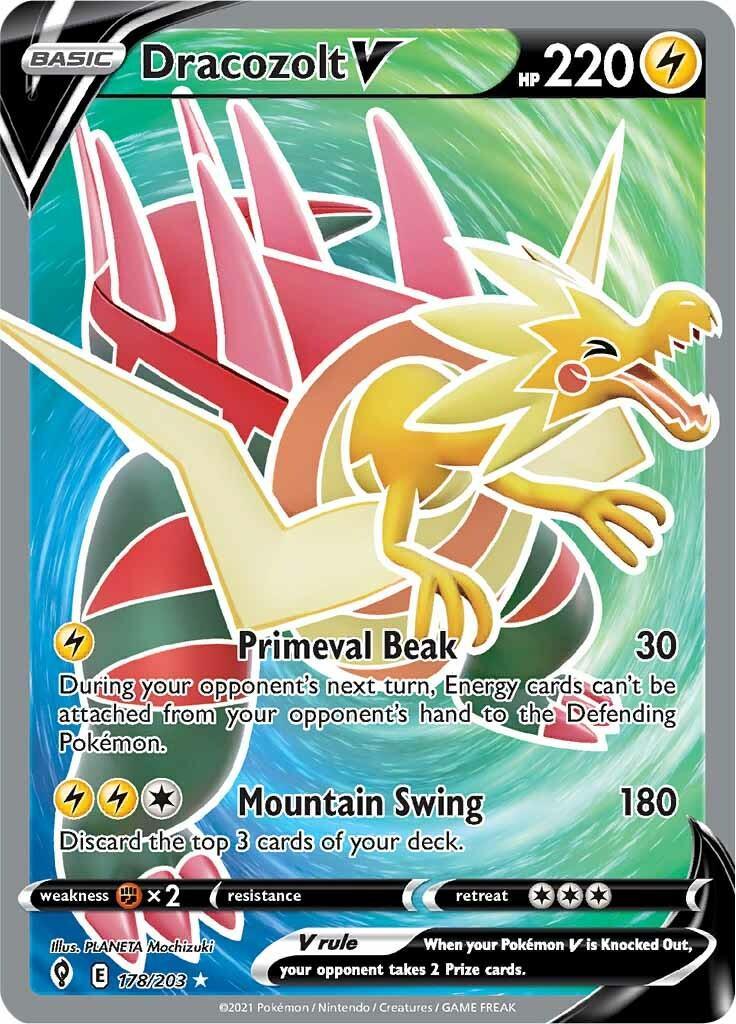 178, Fighting [x2], Holofoil, Lightning, Sword & Shield: Evolving Skies, Ultra Rare Dracozolt V (178/203) [Sword & Shield: Evolving Skies] - Trading Card World