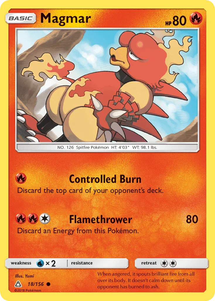 18, Common, Fire, Normal, Reverse Holofoil, Sun & Moon: Ultra Prism, Water[×2] Magmar (18/156) [Sun & Moon: Ultra Prism] - Trading Card World