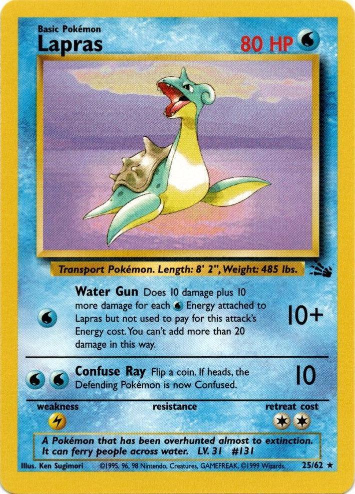 25, Fossil Unlimited, Lightning[×2], Normal, Rare, Water Lapras (25/62) [Fossil Unlimited] - Trading Card World