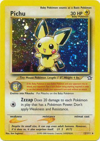 12, Holo Rare, Holofoil, Lightning, Neo Genesis Unlimited Pichu (12/111) [Neo Genesis Unlimited] - Trading Card World