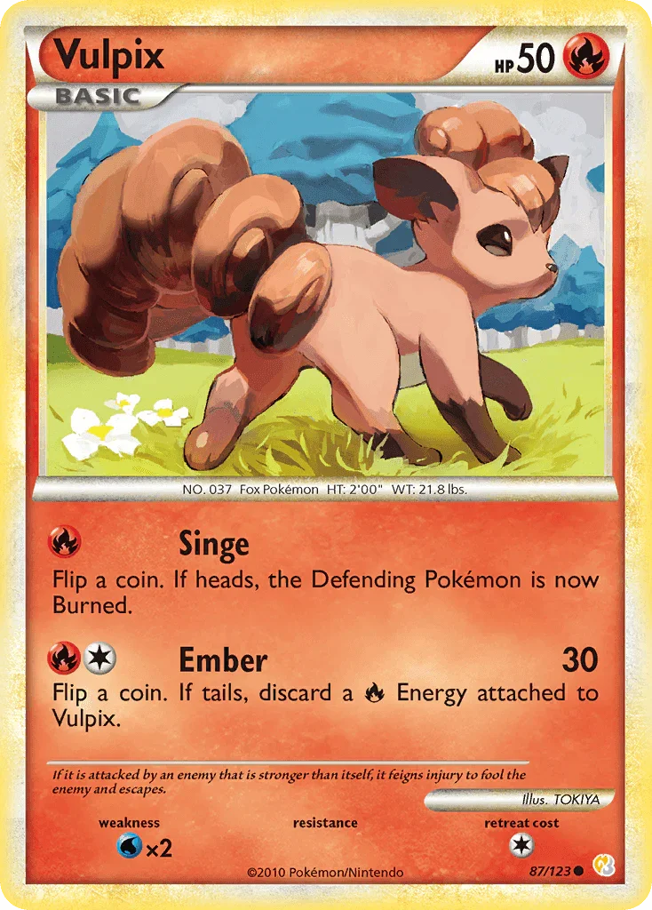 87, Common, Fire, HeartGold & SoulSilver: Base Set, Normal, Reverse Holofoil, Water[×2] Vulpix (87/123) [HeartGold & SoulSilver: Base Set] - Trading Card World