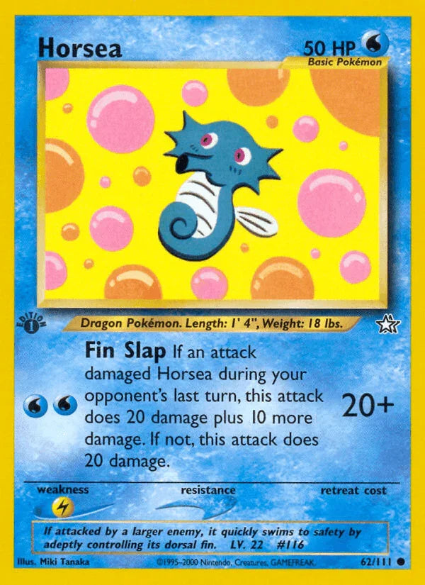 1st Edition Normal, 62, Common, Lightning[×2], Neo Genesis 1st Edition, Water Horsea (62/111) [Neo Genesis 1st Edition] - Trading Card World