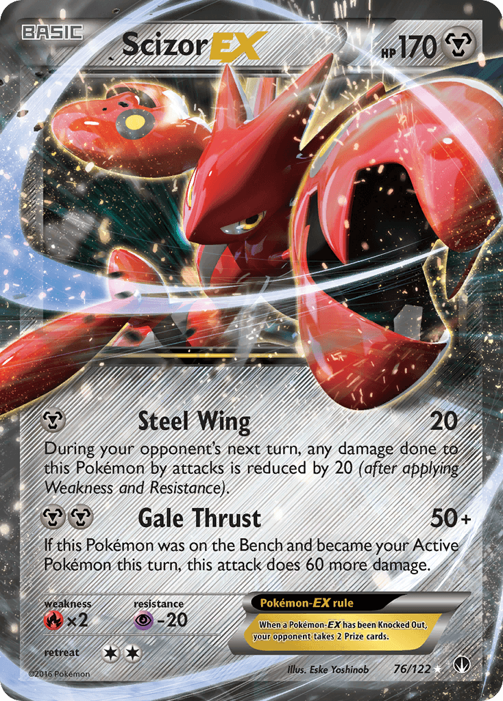 76, Fire[×2], Holofoil, Metal, Psychic[-20], Ultra Rare, XY: BREAKpoint Scizor EX (76/122) [XY: BREAKpoint] - Trading Card World
