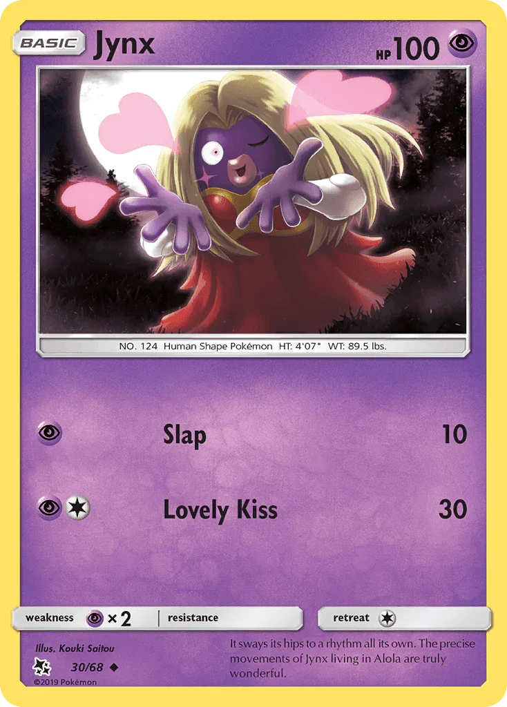 30, Normal, Psychic, Psychic[×2], Reverse Holofoil, Sun & Moon: Hidden Fates, Uncommon Jynx (30/68) [Sun & Moon: Hidden Fates] - Trading Card World