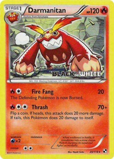 25, Black & White: Black Star Promos, Fire, Holofoil, Promo, Water [x2] Darmanitan (25/114) (Prerelease Promo) [Black & White: Black Star Promos] - Trading Card World