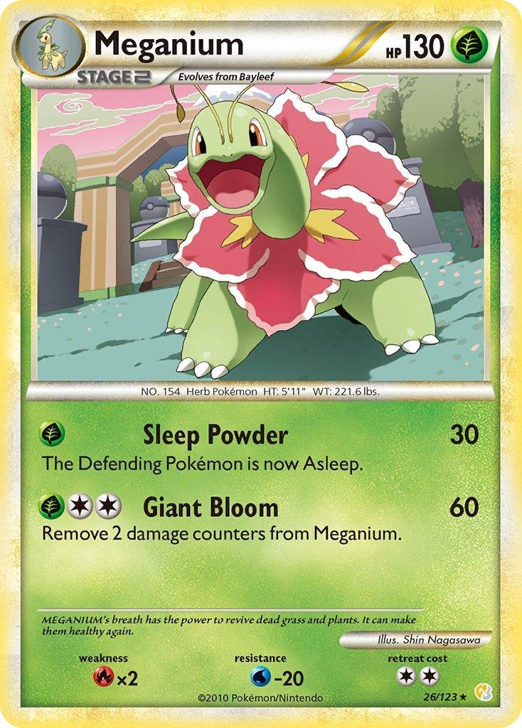 26, Fire[×2], Grass, HeartGold & SoulSilver: Base Set, Holo Rare, Holofoil, Water[-20] Meganium (26/123) (Theme Deck Exclusive) [HeartGold & SoulSilver: Base Set] - Trading Card World