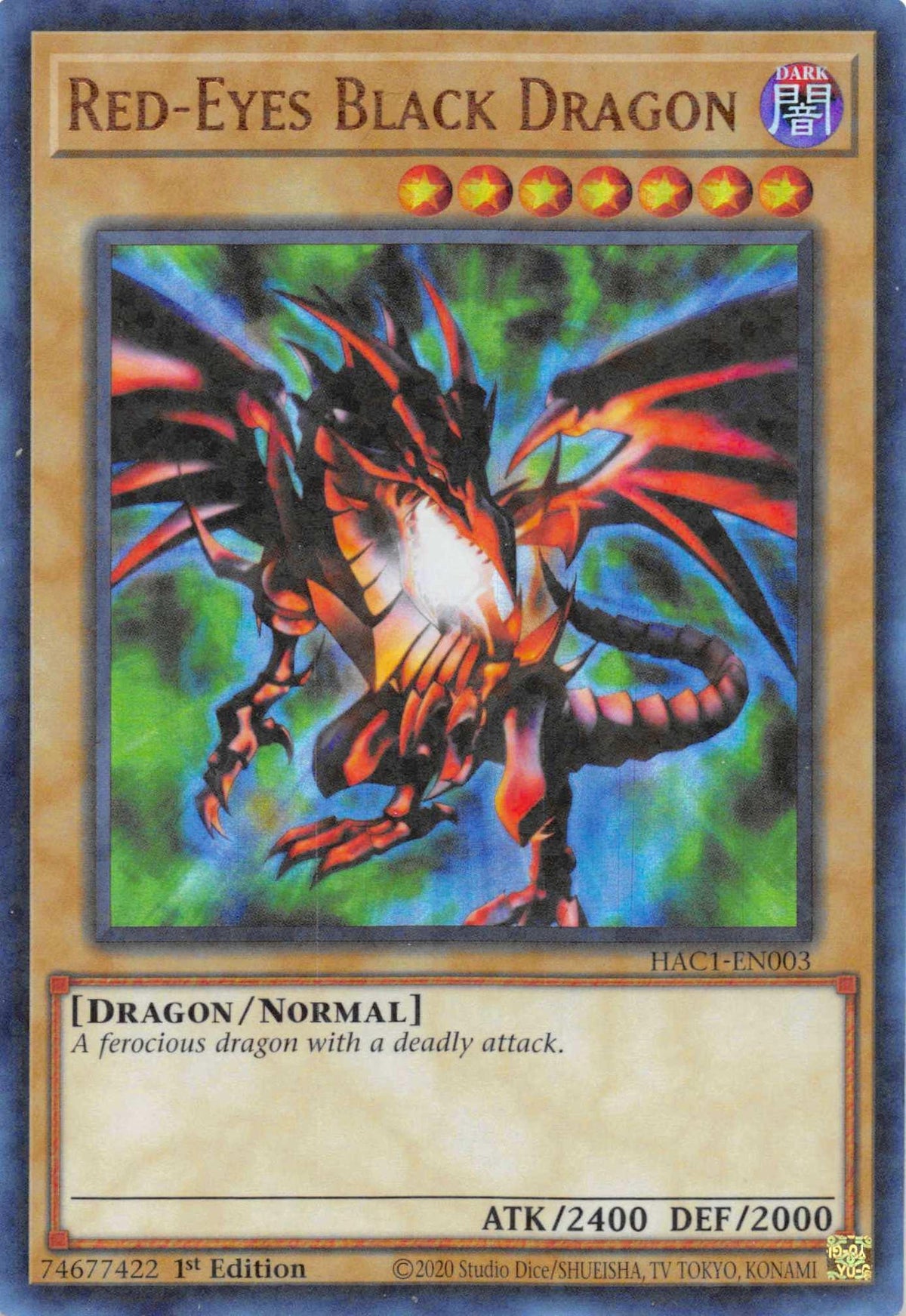 1st Edition, Dark, Dragon, Hidden Arsenal: Chapter 1, Normal Monster, Parallel Rare Red-Eyes Black Dragon (Duel Terminal) [HAC1-EN003] Parallel Rare - Trading Card World
