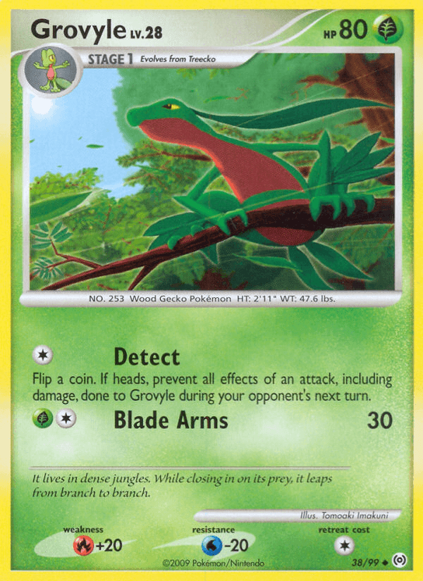 38, Fire[+20], Grass, Normal, Platinum: Arceus, Reverse Holofoil, Uncommon, Water[-20] Grovyle (38/99) [Platinum: Arceus] - Trading Card World