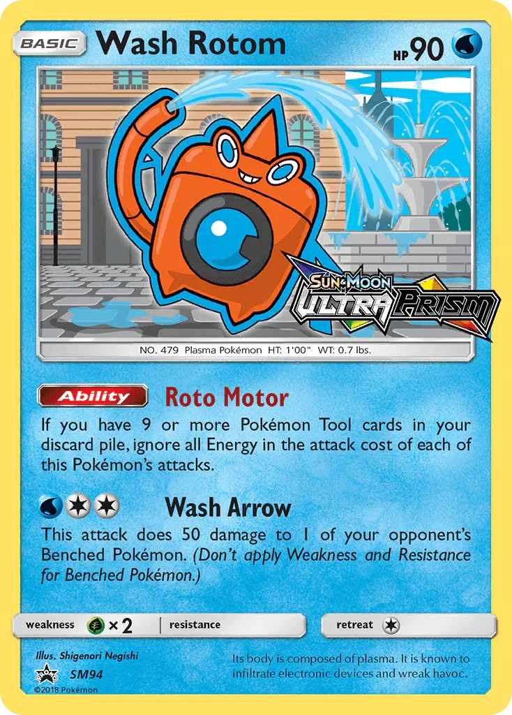 Black Star Promo, Grass[×2], Holofoil, SM94, Sun & Moon: Black Star Promos, Water Wash Rotom (SM94) [Sun & Moon: Black Star Promos] - Trading Card World