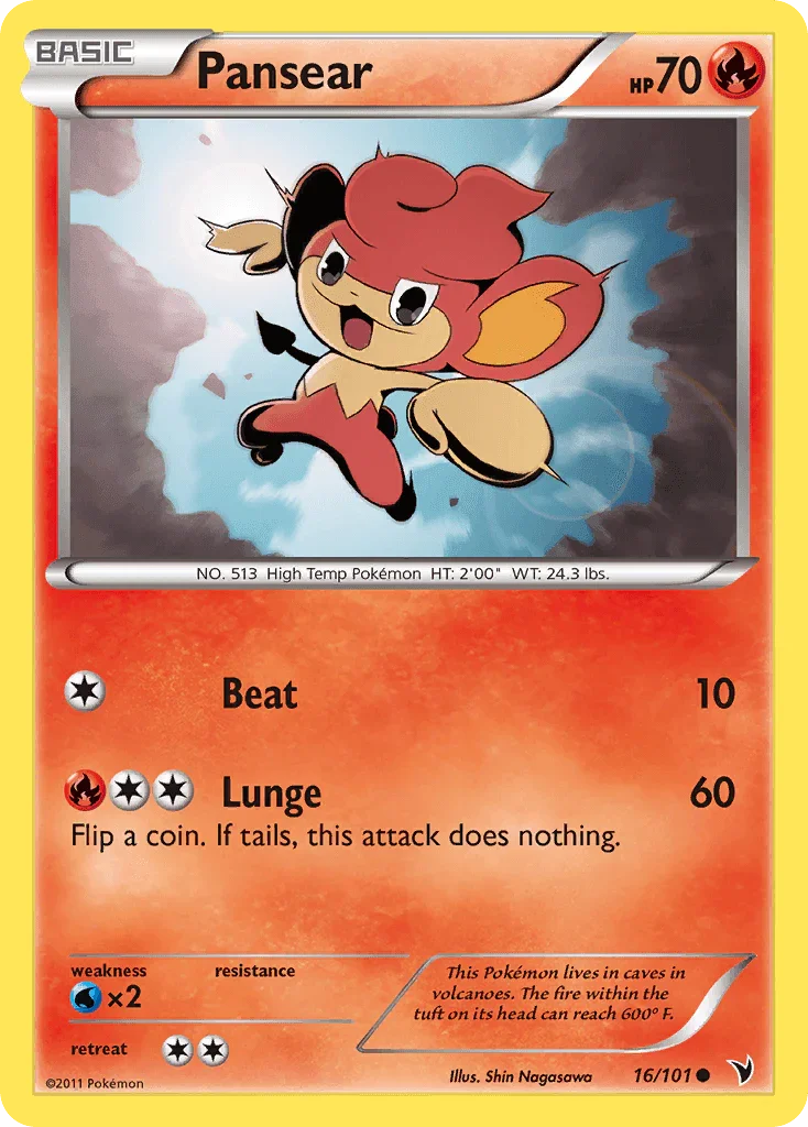16, Black & White: Noble Victories, Common, Fire, Normal, Reverse Holofoil, Water[×2] Pansear (16/101) [Black & White: Noble Victories] - Trading Card World