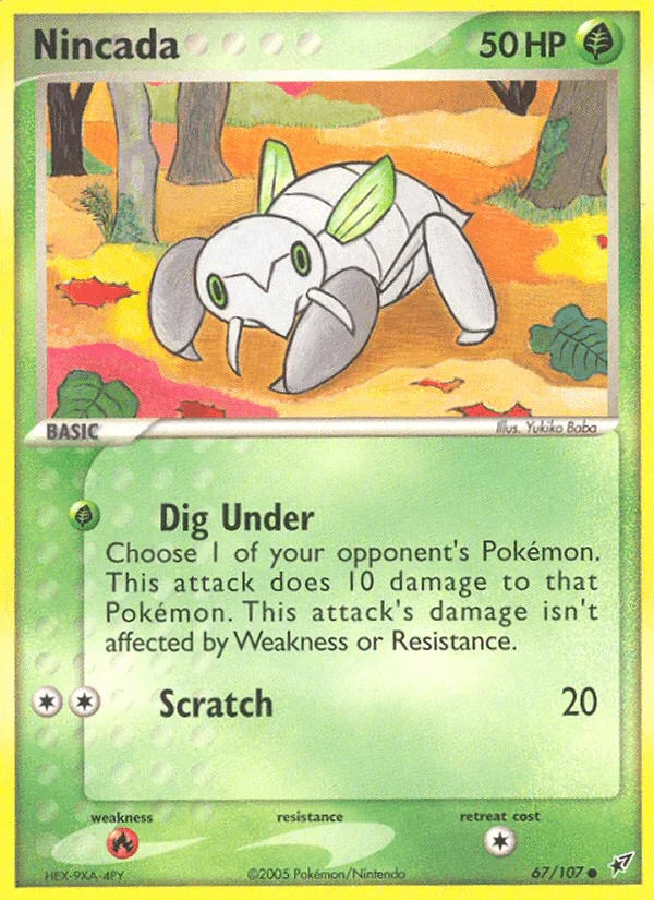 67, Common, EX: Deoxys, Fire[×2], Grass, Normal Nincada (67/107) [EX: Deoxys] - Trading Card World