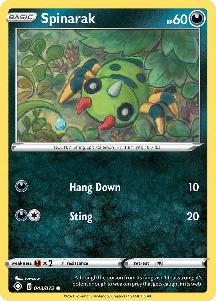 043, Common, Darkness, Fighting[×2], Normal, Reverse Holofoil, Sword & Shield: Shining Fates Spinarak (043/072) [Sword & Shield: Shining Fates] - Trading Card World
