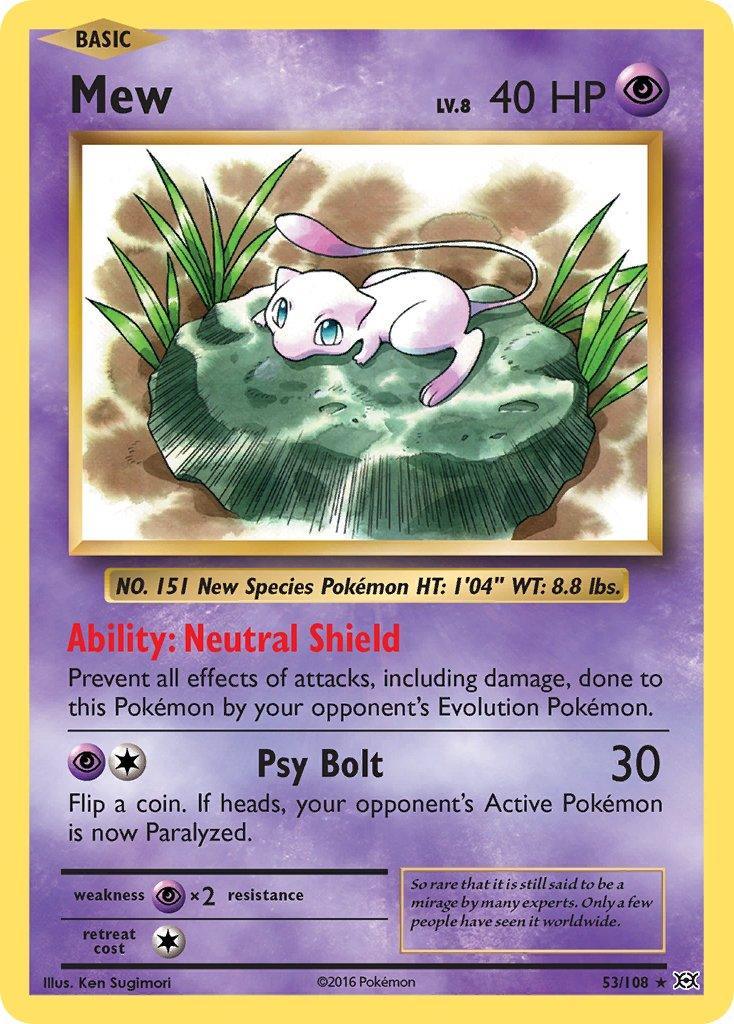 53, Normal, Psychic, Psychic[×2], Rare, XY: Evolutions Mew (53/108) (Theme Deck Exclusive) [XY: Evolutions] - Trading Card World