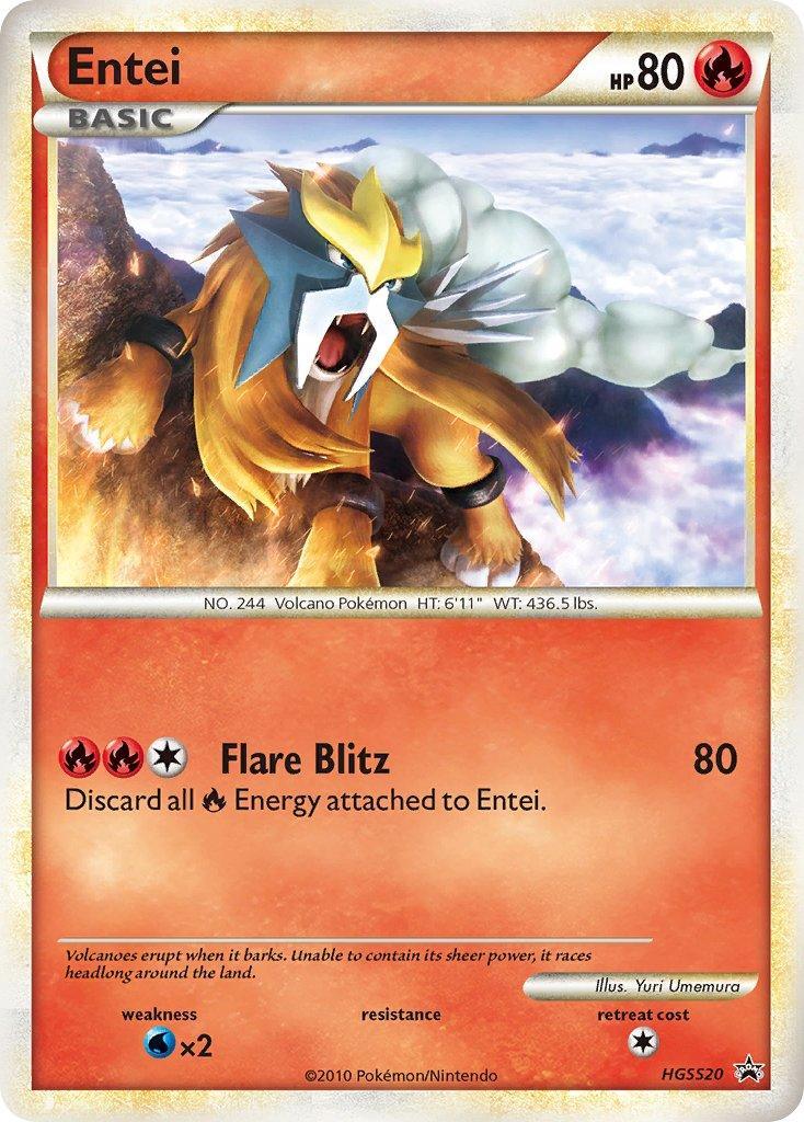 Black Star Promo, Fire, HeartGold & SoulSilver: Black Star Promos, HGSS20, Holofoil, Water[×2] Entei (HGSS20) [HeartGold & SoulSilver: Black Star Promos] - Trading Card World