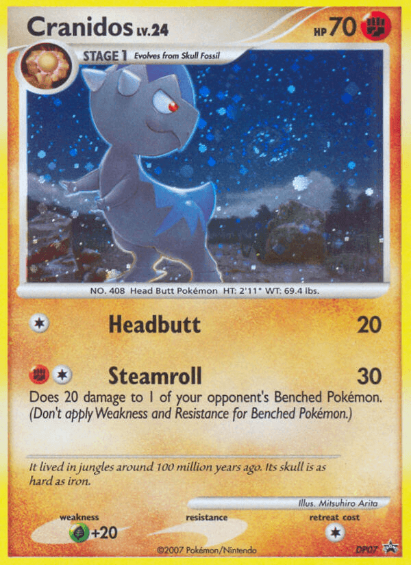 Black Star Promo, Diamond & Pearl: Black Star Promos, DP07, Fighting, Grass[+20], Holofoil Cranidos (DP07) [Diamond & Pearl: Black Star Promos] - Trading Card World