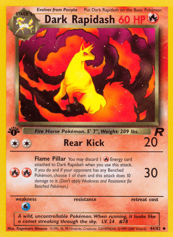 1st Edition Normal, 44, Fire, Team Rocket 1st Edition, Uncommon, Water[×2] Dark Rapidash (44/82) [Team Rocket 1st Edition] - Trading Card World