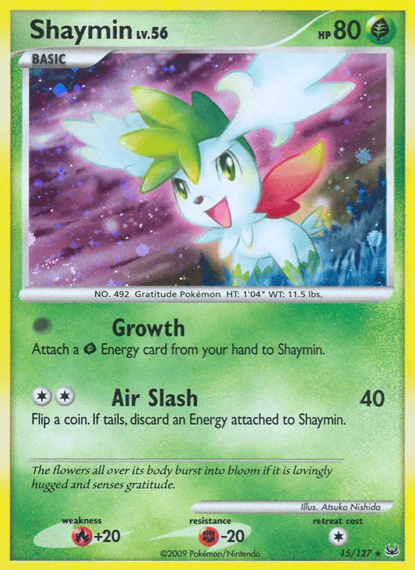 15, Fighting[-20], Fire[+20], Grass, Holo Rare, Holofoil, Platinum: Base Set, Reverse Holofoil Shaymin (15/127) [Platinum: Base Set] - Trading Card World