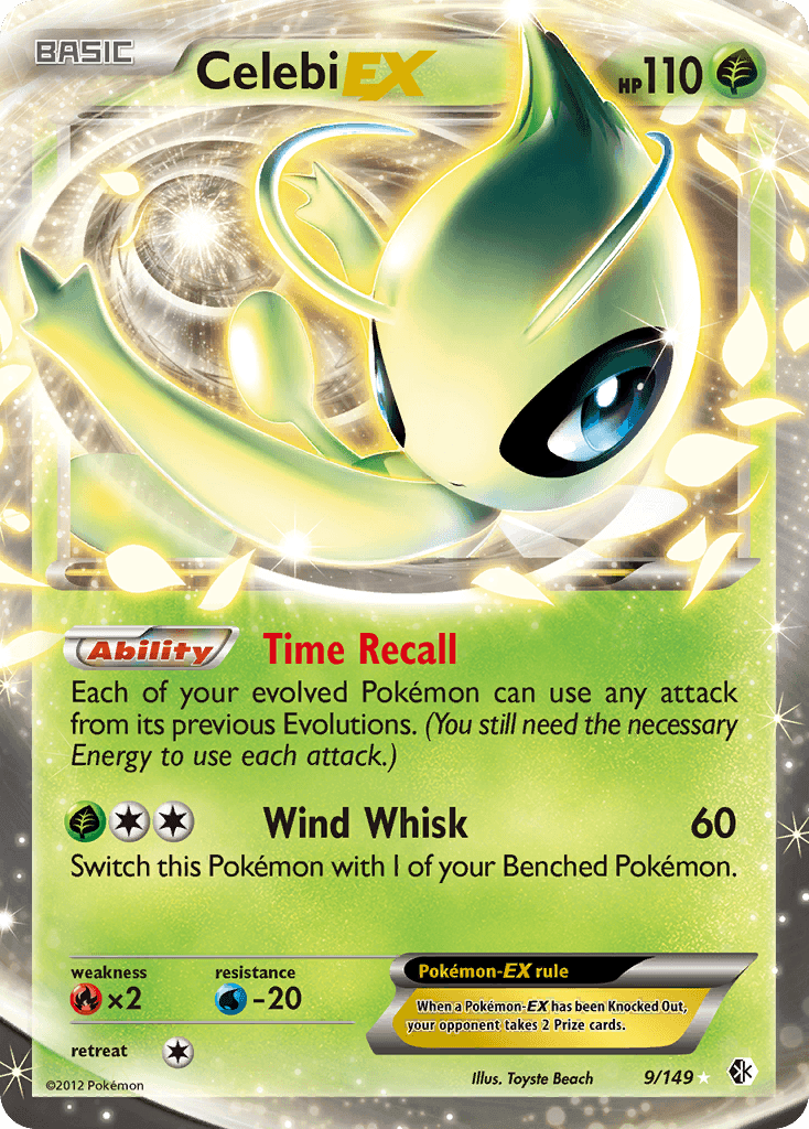 Black & White: Boundaries Crossed, Fire[×2], Grass, Holofoil, Ultra Rare, Water[-20] Celebi EX (9/149) [Black & White: Boundaries Crossed] - Trading Card World