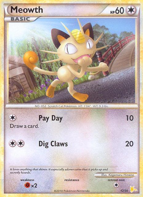12, Colorless, Fighting[×2], HeartGold & SoulSilver: Trainer Kit - Raichu, Normal, Promo Meowth (12/30) [HeartGold & SoulSilver: Trainer Kit - Raichu] - Trading Card World