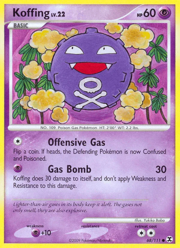 68, Common, Normal, Platinum: Rising Rivals, Psychic, Psychic[+10], Reverse Holofoil Koffing (68/111) [Platinum: Rising Rivals] - Trading Card World