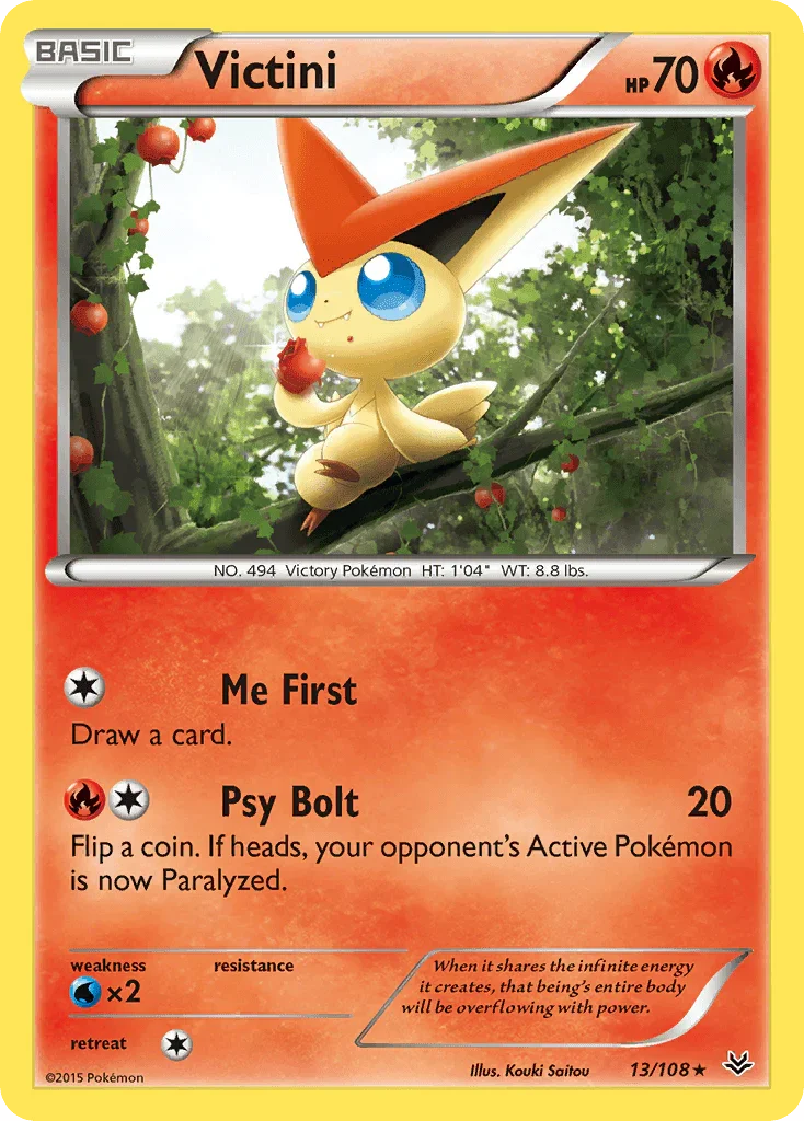 13, Fire, Normal, Rare, Reverse Holofoil, Water[×2], XY: Roaring Skies Victini (13/108) [XY: Roaring Skies] - Trading Card World