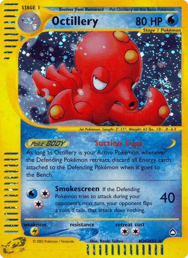Aquapolis, H20, Holofoil, Lightning[×2], Rare, Water Octillery (H20/H32) [Aquapolis] - Trading Card World