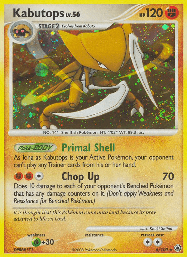 Diamond & Pearl: Majestic Dawn, Fighting, Grass[+30], Holo Rare, Holofoil, Reverse Holofoil Kabutops (6/100) [Diamond & Pearl: Majestic Dawn] - Trading Card World