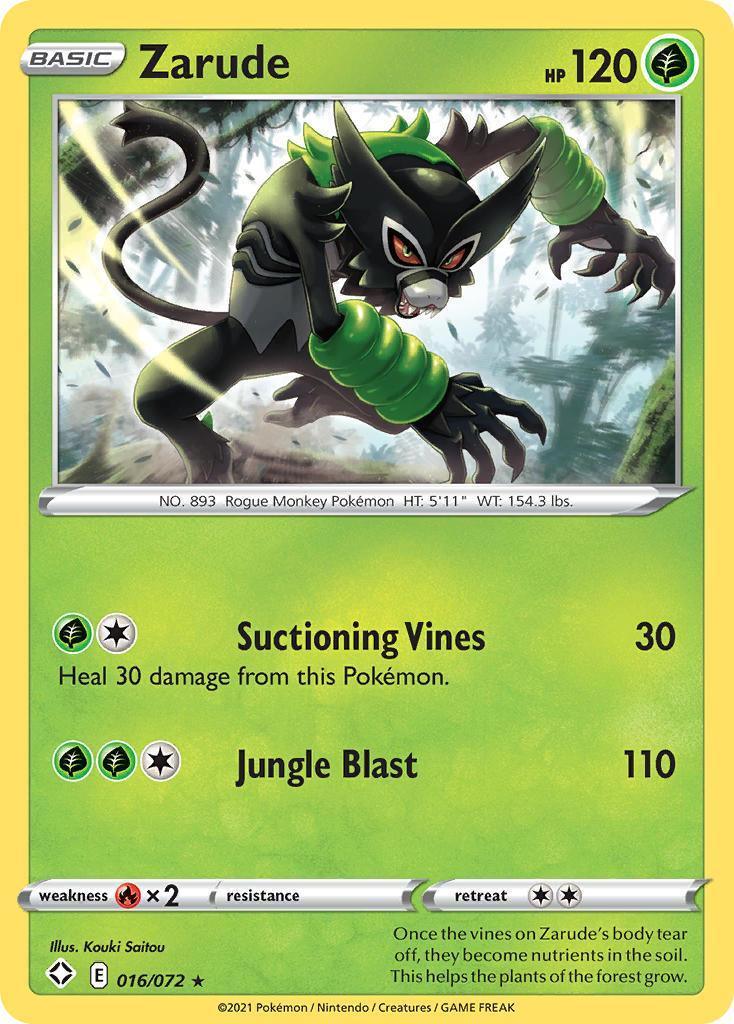 016, Fire[×2], Grass, Normal, Rare, Reverse Holofoil, Sword & Shield: Shining Fates Zarude (016/072) [Sword & Shield: Shining Fates] - Trading Card World
