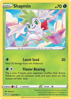 015, Fire[×2], Grass, Holo Rare, Holofoil, Reverse Holofoil, Sword & Shield: Vivid Voltage Shaymin (015/185) [Sword & Shield: Vivid Voltage] - Trading Card World