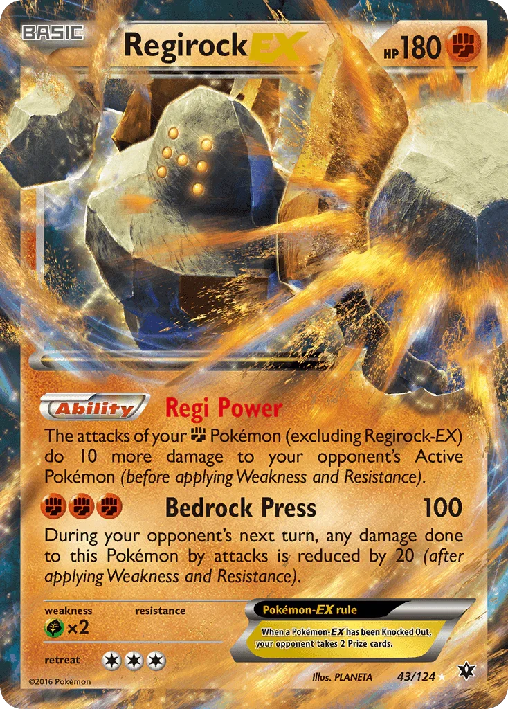 43, Fighting, Grass[×2], Holofoil, Ultra Rare, XY: Fates Collide Regirock EX (43/124) [XY: Fates Collide] - Trading Card World