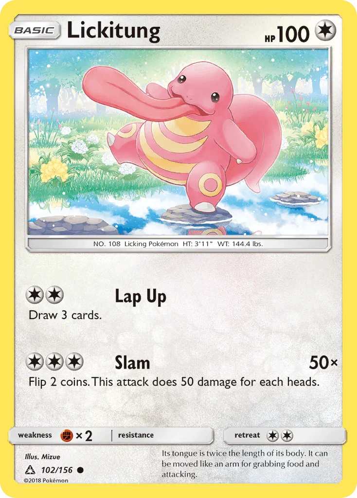 102, Colorless, Common, Fighting[×2], Normal, Reverse Holofoil, Sun & Moon: Ultra Prism Lickitung (102/156) [Sun & Moon: Ultra Prism] - Trading Card World