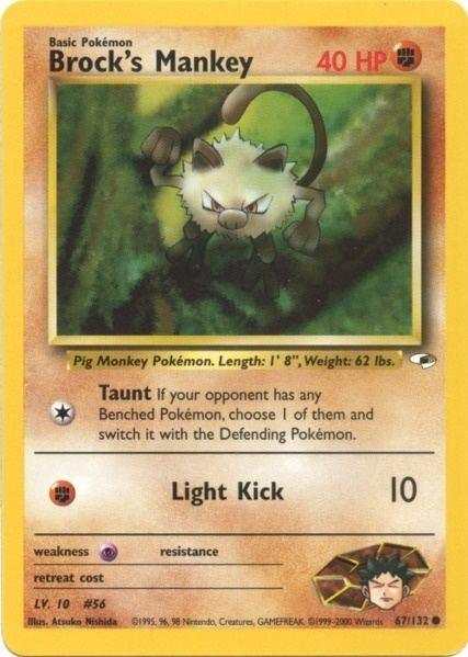 67, Common, Fighting, Gym Heroes Unlimited, Normal, Psychic[×2] Brock's Mankey (67/132) [Gym Heroes Unlimited] - Trading Card World