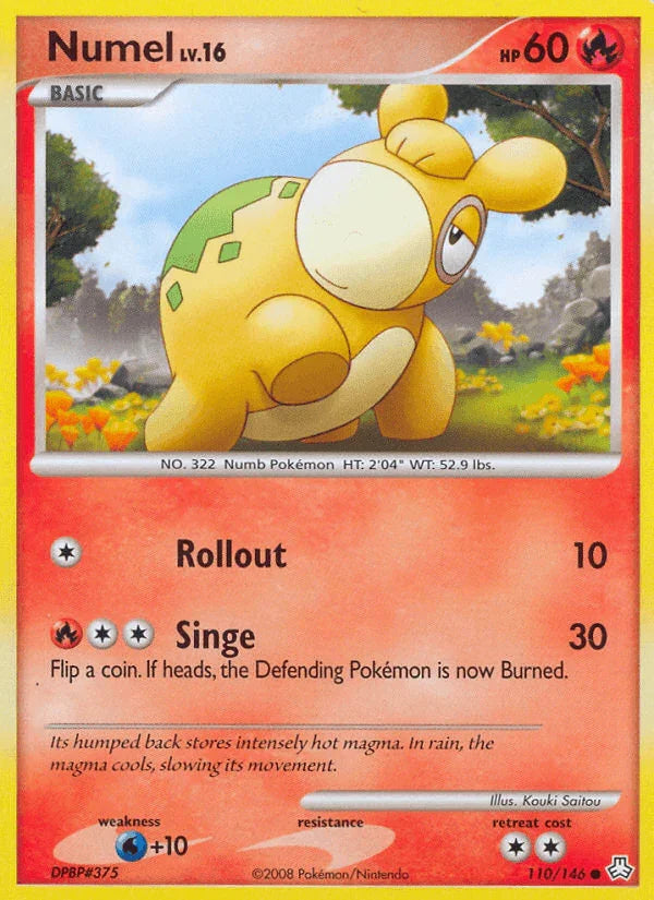 110, Common, Diamond & Pearl: Legends Awakened, Fire, Normal, Reverse Holofoil, Water[+10] Numel (110/146) [Diamond & Pearl: Legends Awakened] - Trading Card World