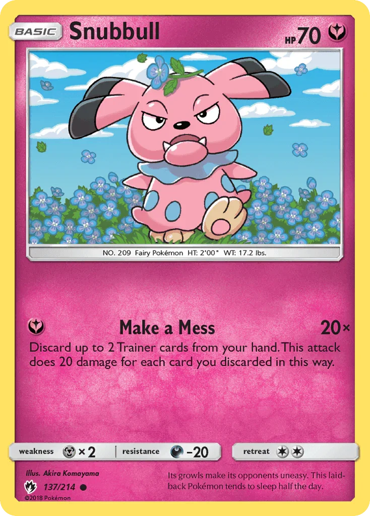 137, Common, Darkness[-20], Fairy, Metal[×2], Normal, Reverse Holofoil, Sun & Moon: Lost Thunder Snubbull (137/214) [Sun & Moon: Lost Thunder] - Trading Card World