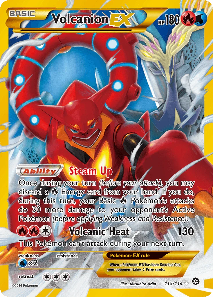 115, Fire, Holofoil, Secret Rare, Water, Water[×2], XY: Steam Siege Volcanion EX (115/114) [XY: Steam Siege] - Trading Card World