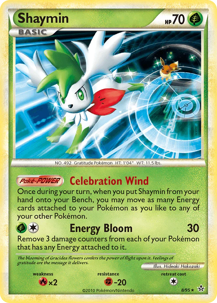Fighting[-20], Fire[×2], Grass, HeartGold & SoulSilver: Unleashed, Holo Rare, Holofoil, Reverse Holofoil Shaymin (8/95) [HeartGold & SoulSilver: Unleashed] - Trading Card World