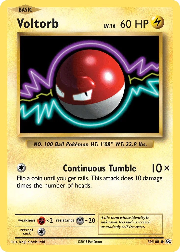 39, Common, Fighting[×2], Lightning, Metal[-20], Normal, Reverse Holofoil, XY: Evolutions Voltorb (39/108) [XY: Evolutions] - Trading Card World