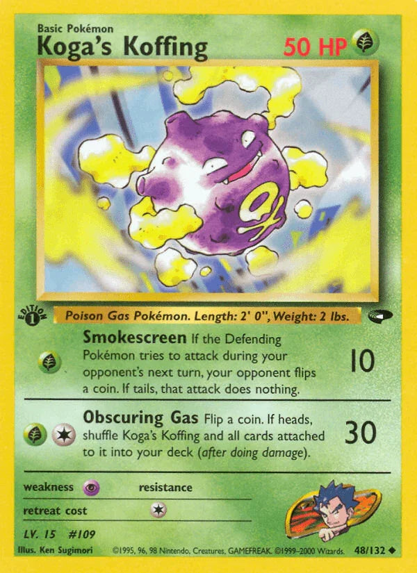 1st Edition Normal, 48, Grass, Gym Challenge 1st Edition, Psychic[×2], Uncommon Koga's Koffing (48/132) [Gym Challenge 1st Edition] - Trading Card World