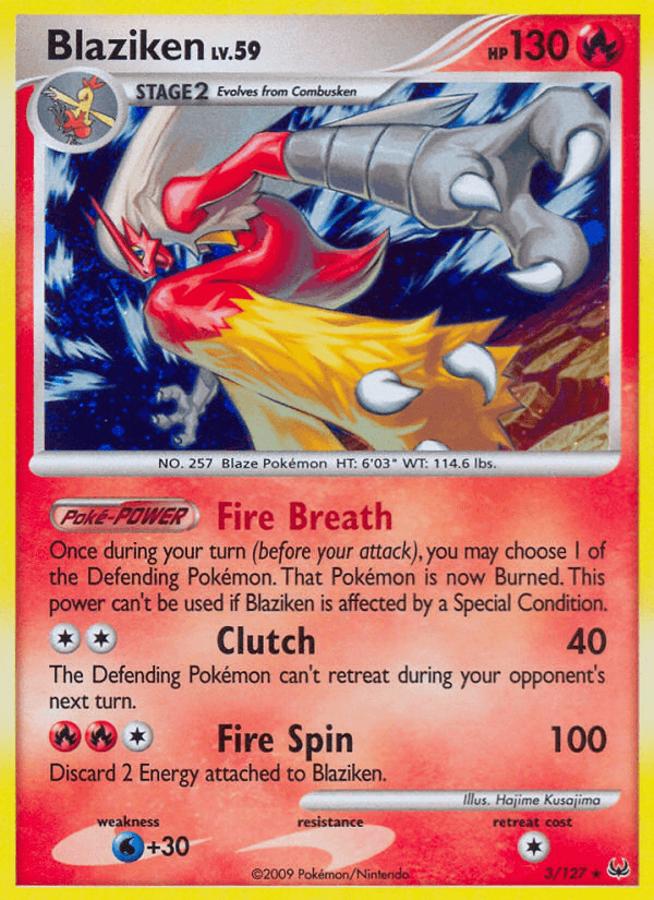 Fire, Holo Rare, Holofoil, Platinum: Base Set, Reverse Holofoil, Water[+30] Blaziken (3/127) [Platinum: Base Set] - Trading Card World
