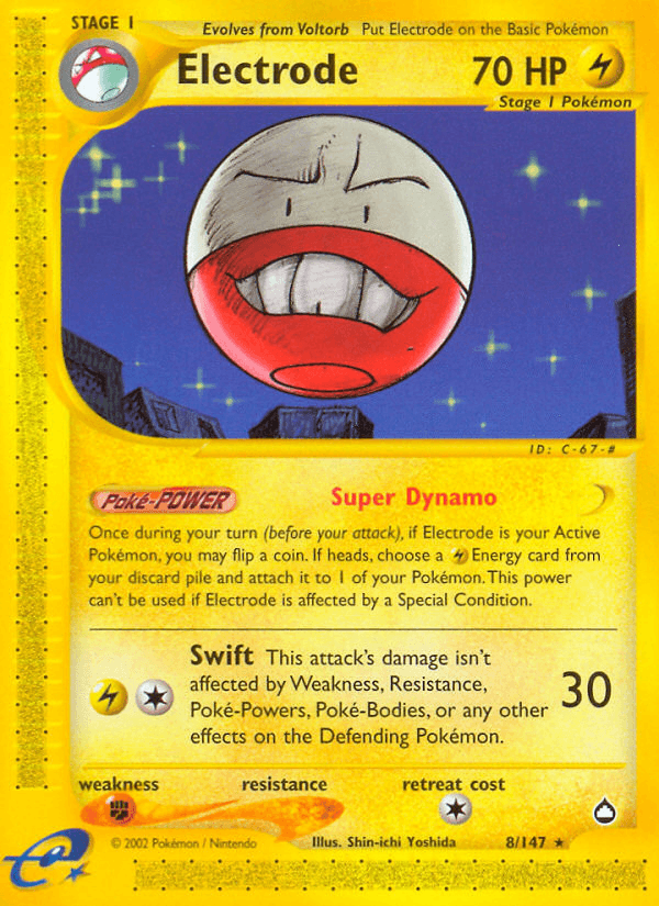 Aquapolis, Fighting[×2], Lightning, Normal, Rare, Reverse Holofoil Electrode (8/147) [Aquapolis] - Trading Card World