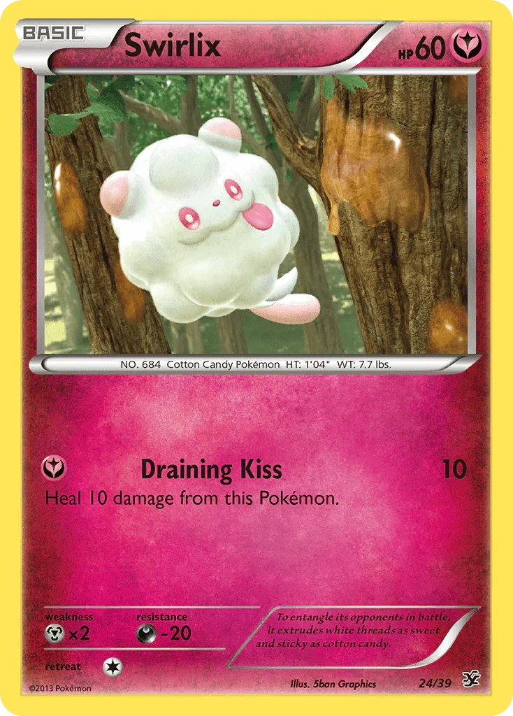 24, Common, Darkness[-20], Fairy, Metal[×2], Normal, XY: Kalos Starter Set Swirlix (24/39) [XY: Kalos Starter Set] - Trading Card World