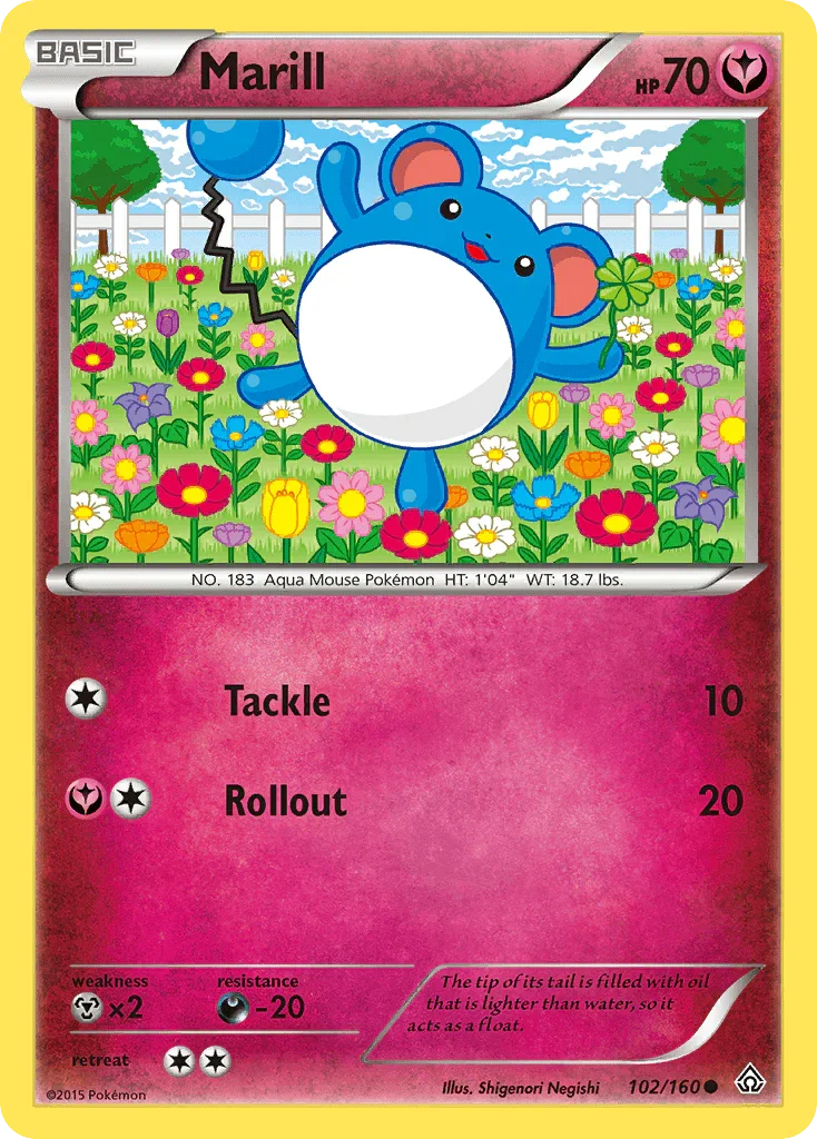 102, Common, Darkness[-20], Fairy, Metal[×2], Normal, Reverse Holofoil, XY: Primal Clash Marill (102/160) [XY: Primal Clash] - Trading Card World